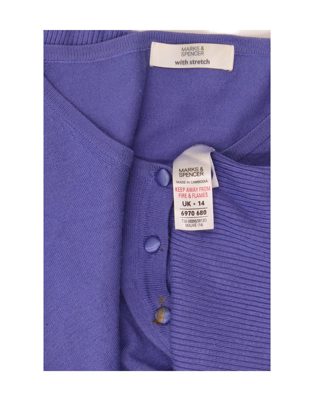 Marks & Spencer Womens Crop Cardigan Sweater UK 14 Medium Purple Viscose