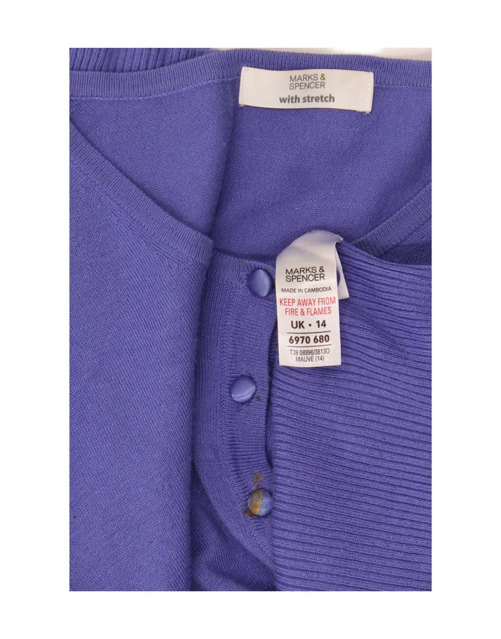 Marks & Spencer Womens Crop Cardigan Sweater UK 14 Medium Purple Viscose