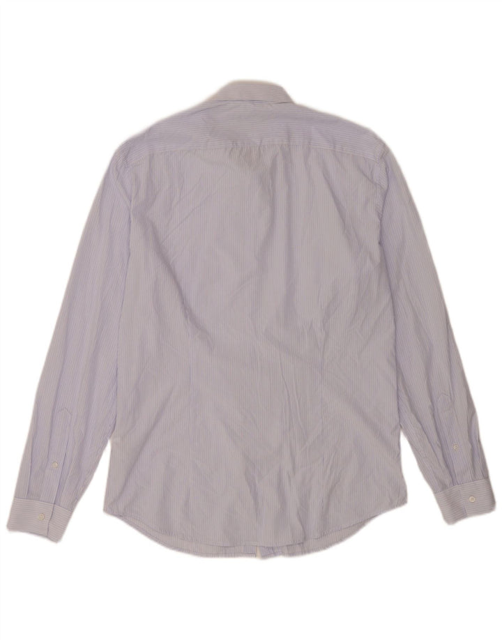 Benetton herreskjorte stor blå nålestribet viskose