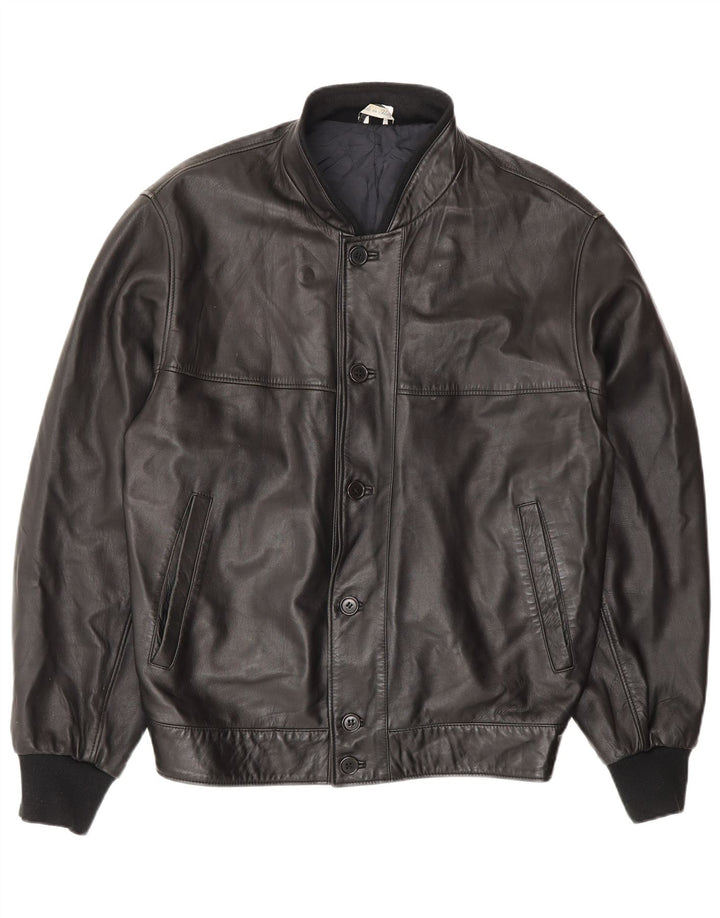 Vintage Herre Læderjakke IT 48 Medium Sort Læder