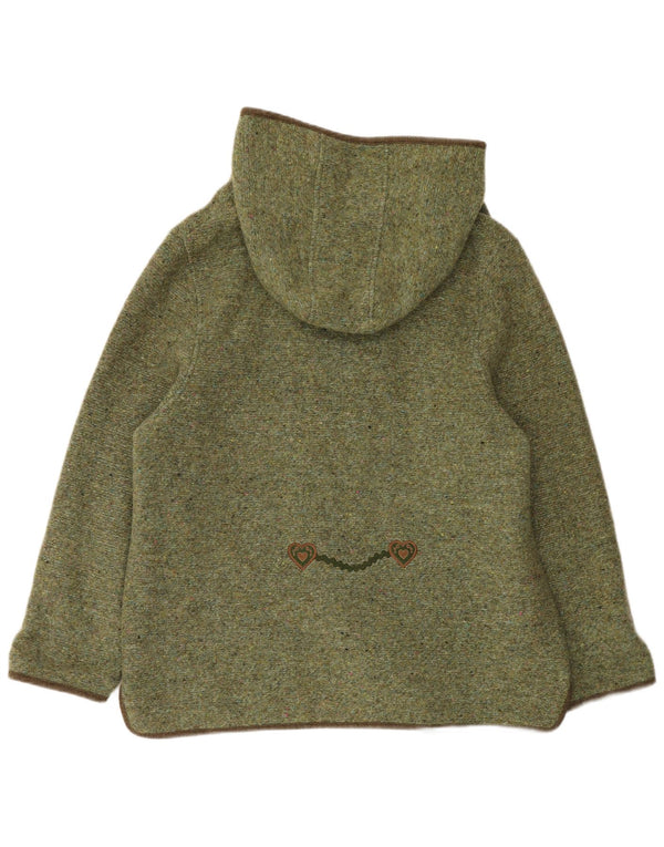 Vintage hættejakke til kvinder EU 42 Large Khaki Flecked New Wool