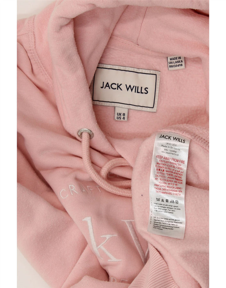 JACK WILLS Grafisk oversized hættetrøje til damer UK 8 Lille Pink Bomuld