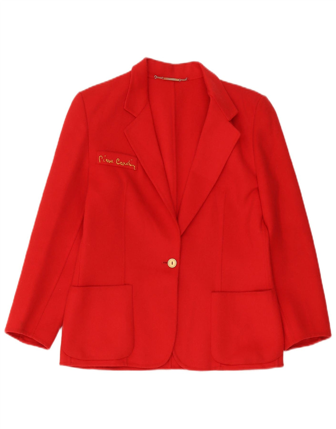 Pierre Cardin Dame 1 Knap Blazer Jakke IT 42 Medium Rød Uld Klassisk