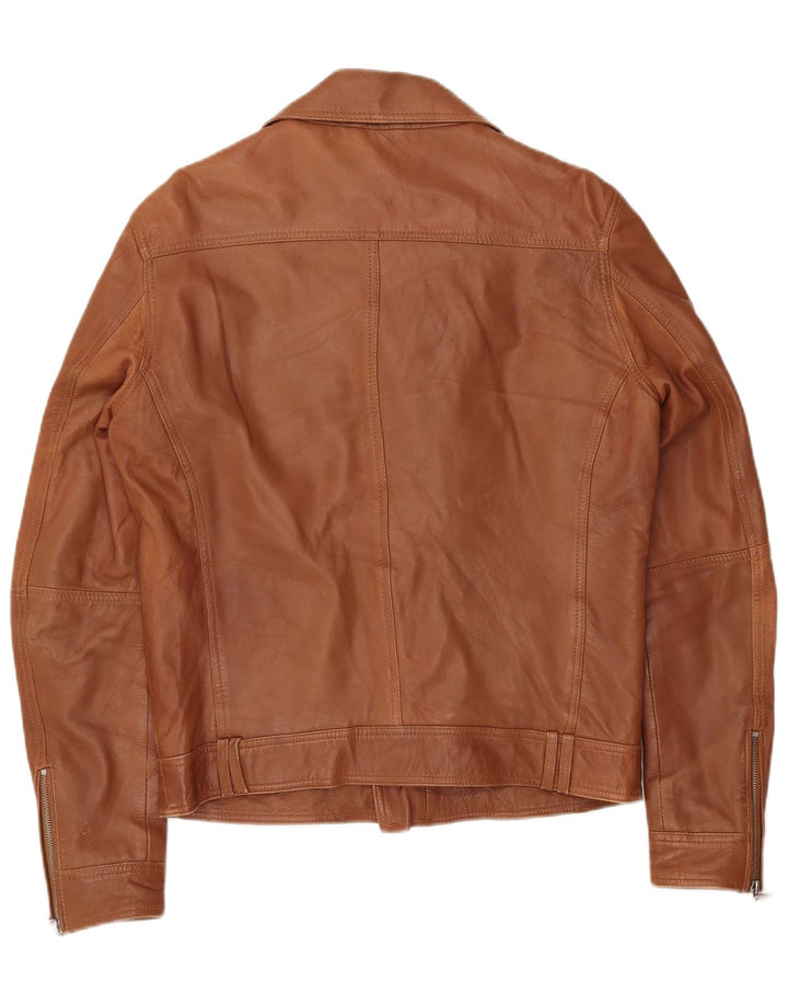 Vintage Herre Læder Biker Jacket UK 40 Stor Brun Læder