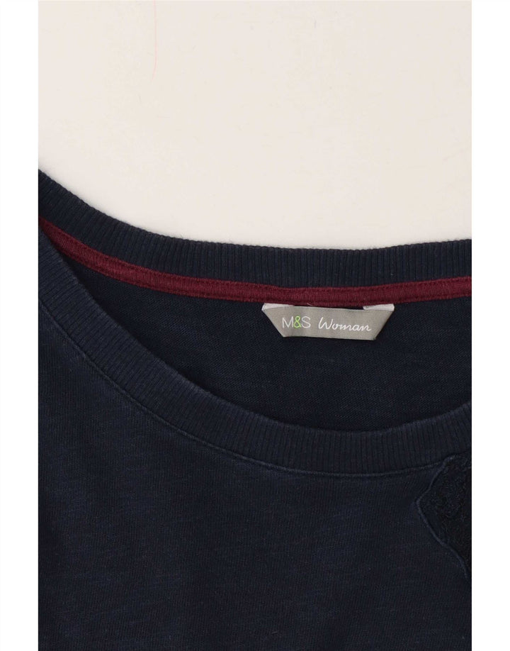 Marks & Spencer Dame Top Langærmet UK 14 Medium Navy Blue Floral