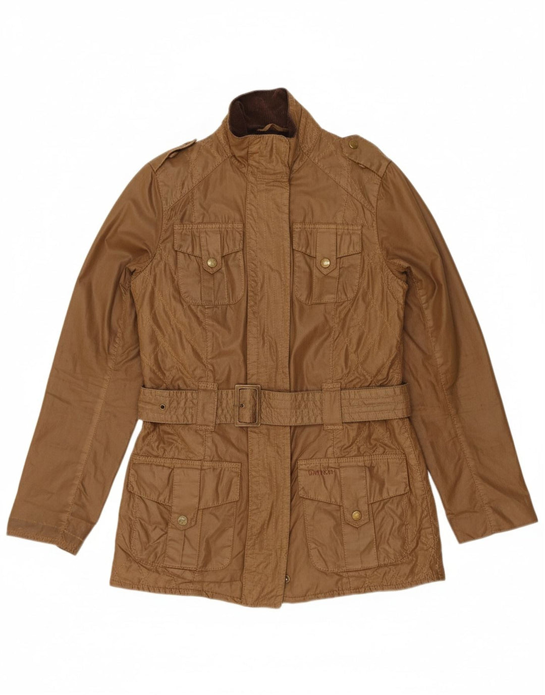 BARBOUR Womens Oversized Waxed Cotton Jacket UK 8 Small Brown
