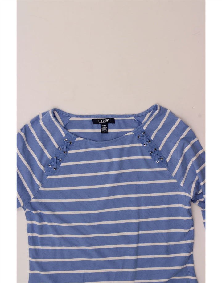 CHAPS Womens Top 3/4 Sleeve UK 12 Medium Blue Striped Cotton Vintage Chaps and Second-Hand Chaps from Messina Hembry 