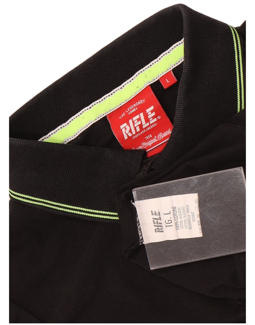 Rifle Herre poloshirt Stor sort bomuld