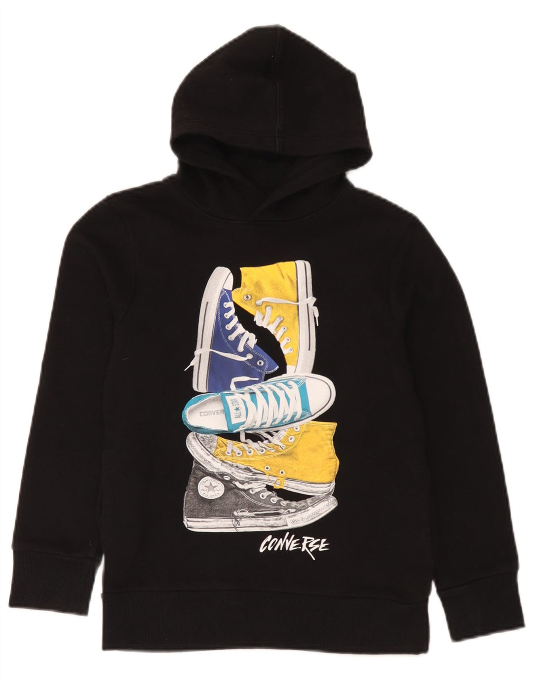 Converse drenge grafisk hættetrøje 8-9 år lille sort bomuld
