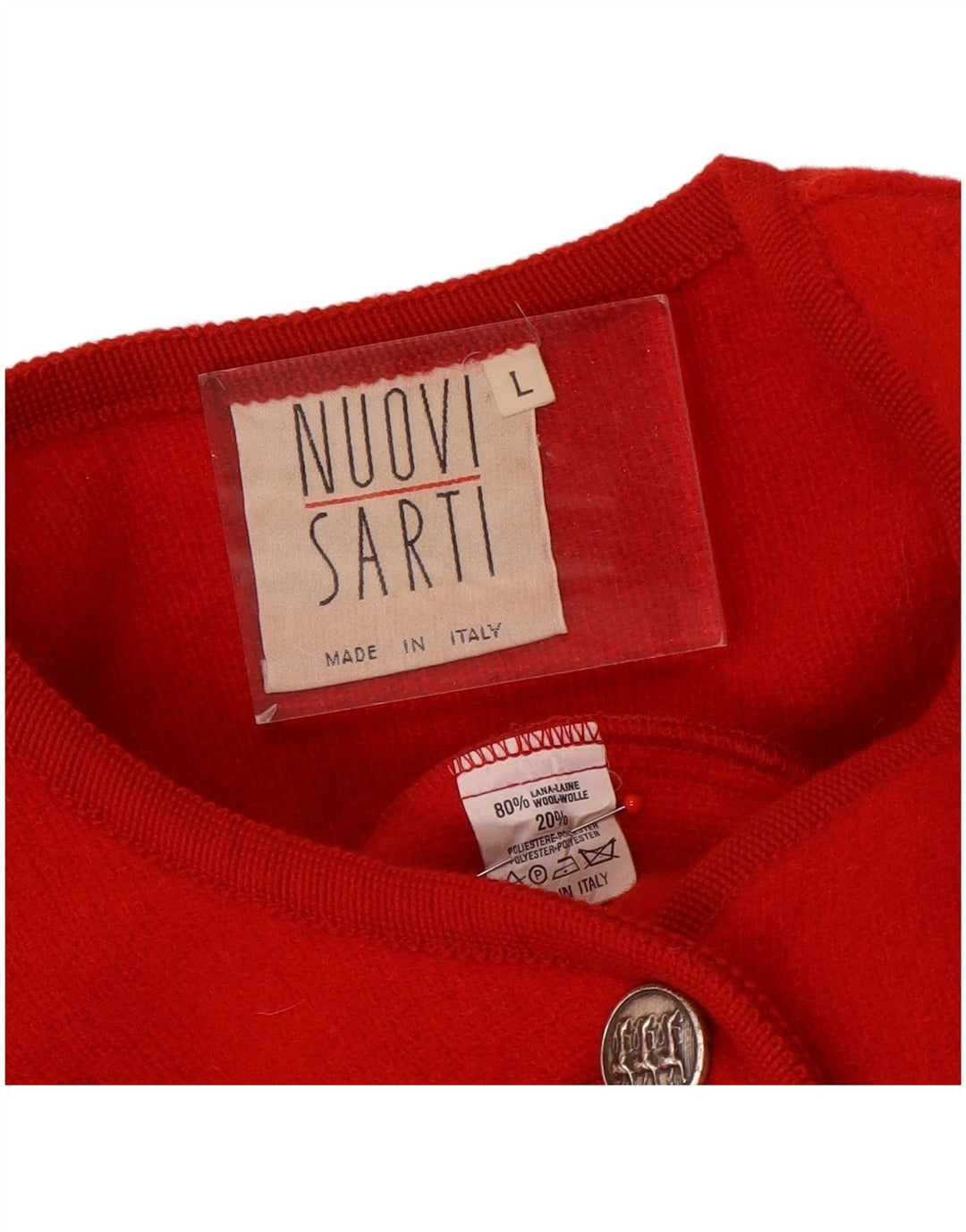 Vintage dame cardigan sweater UK 16 Large Red Wool