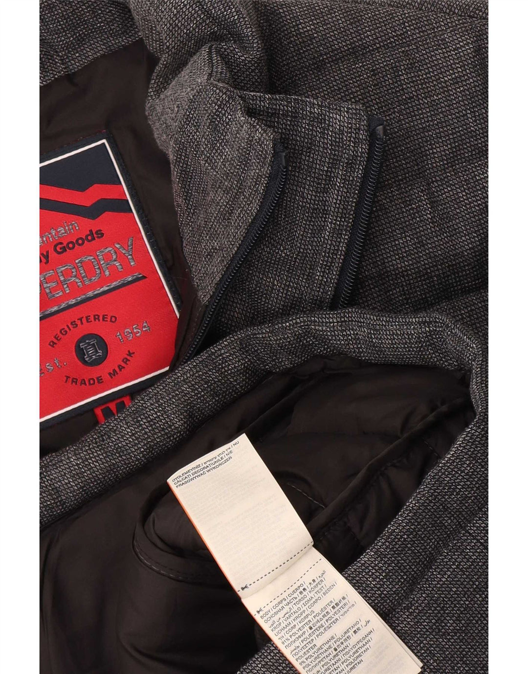 Superdry Polstret jakke til mænd UK 38 Medium Grey Polyester