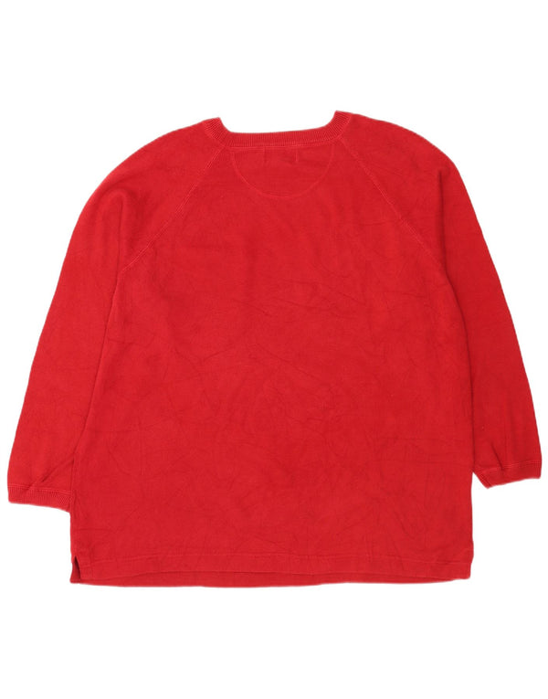 Eddie Bauer Womens Loose Fit Boat Neck Jumper Sweater UK 18 XL Red Cotton