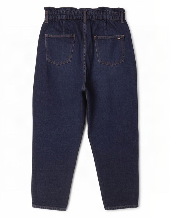 Zara Womens Crop Højtaljede løse jeans EU 36 XS W26 L24 Marineblå bomuld