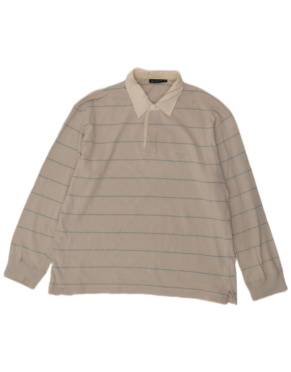 Dockers Langærmet Rugby Polo Shirt til mænd UK 46/48 XL Gråstribet bomuld