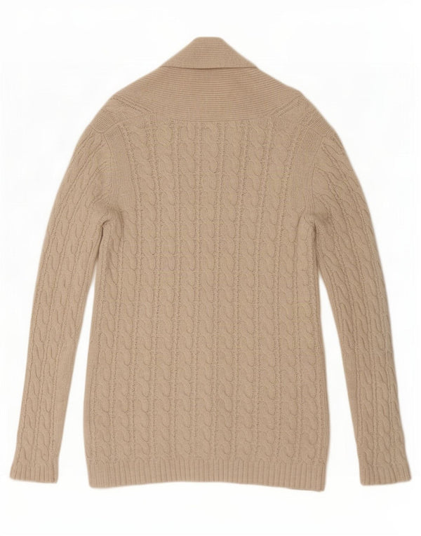 Zara Dame Cardigan Sweater UK 16 Stor Beige Bomuld