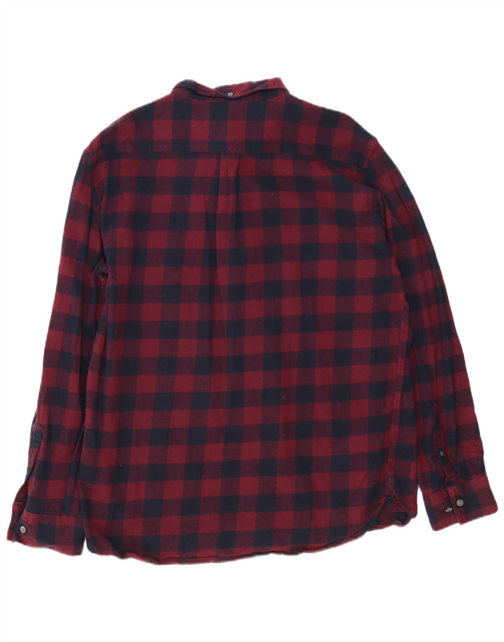 French Connection Herre flannelskjorte 2XL Burgundy Gingham Cotton