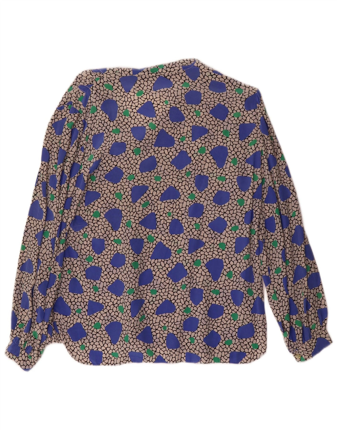 Vintage Dame Langærmet Skjorte Bluse UK 14 Medium Multicolored