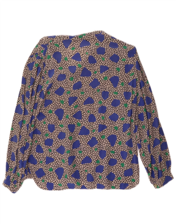 Vintage Dame Langærmet Skjorte Bluse UK 14 Medium Multicolored