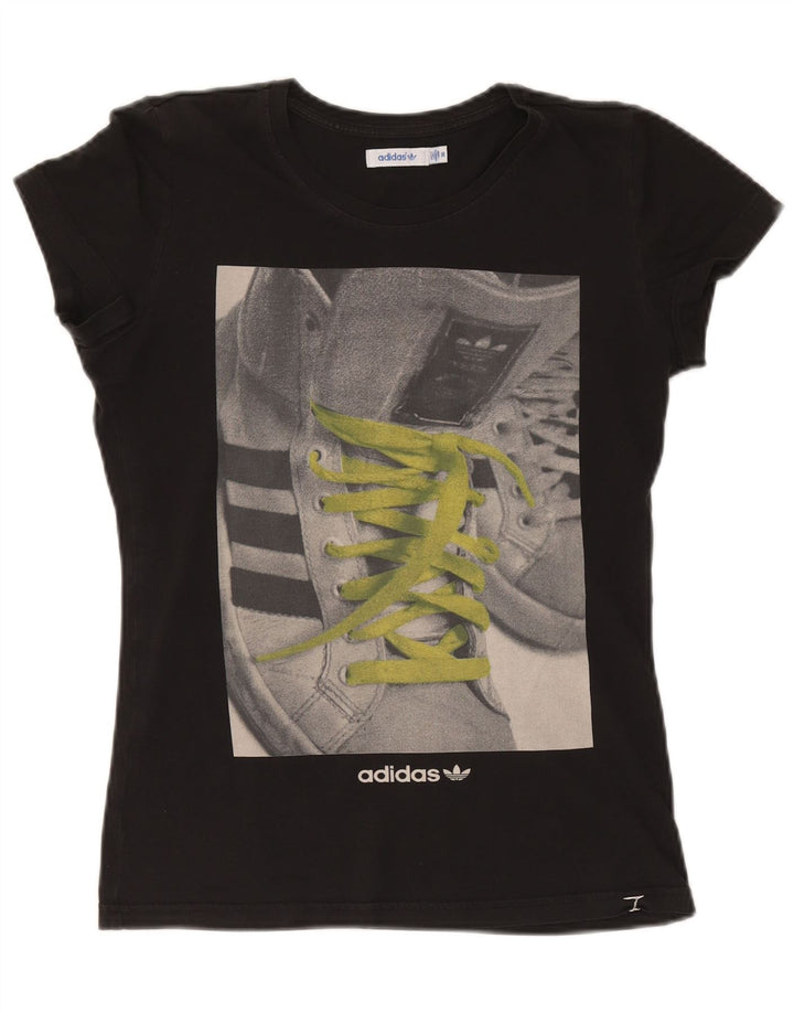 Adidas Dame Grafisk T-Shirt Top EU 36 Lille Sort