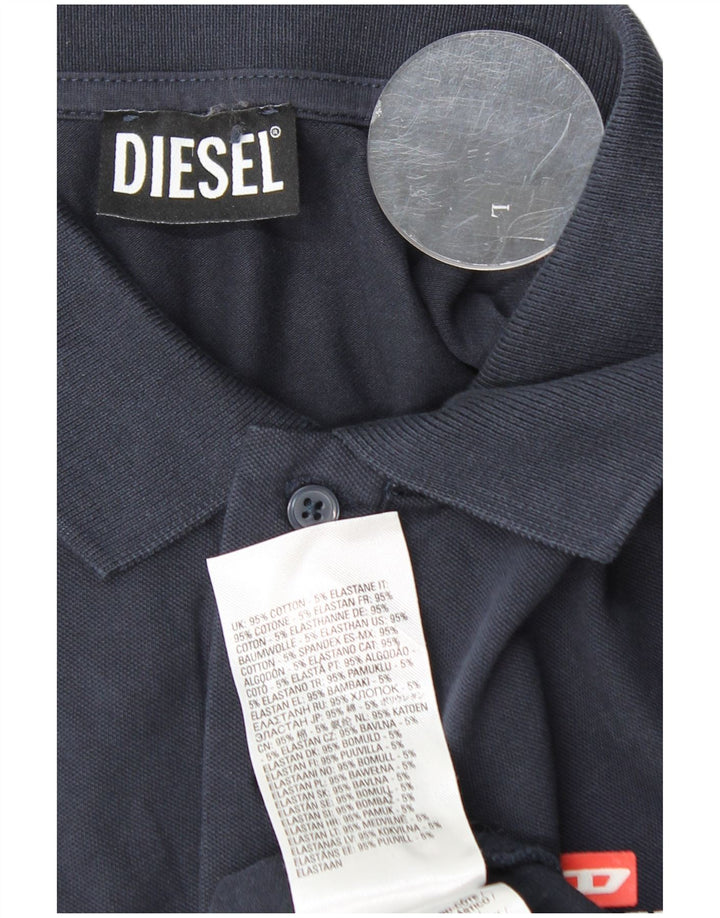 DIESEL Mens Polo Shirt Large Navy Blue Cotton