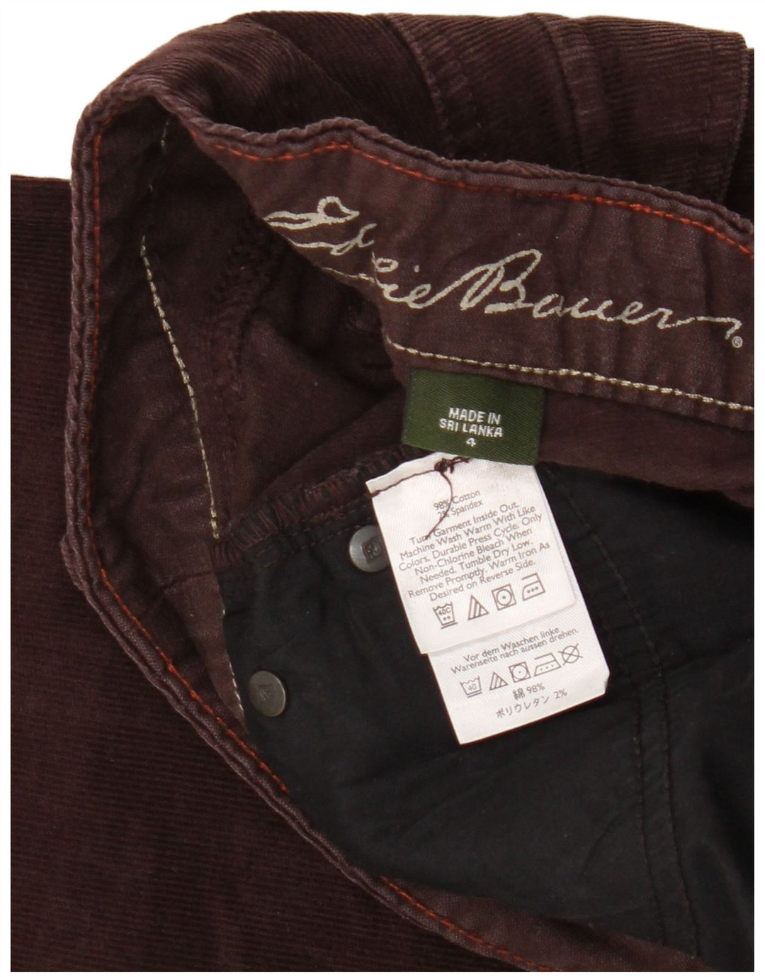 Eddie Bauer Dame Bootcut Corduroy Bukser US 4 Small W30 L30 Brown