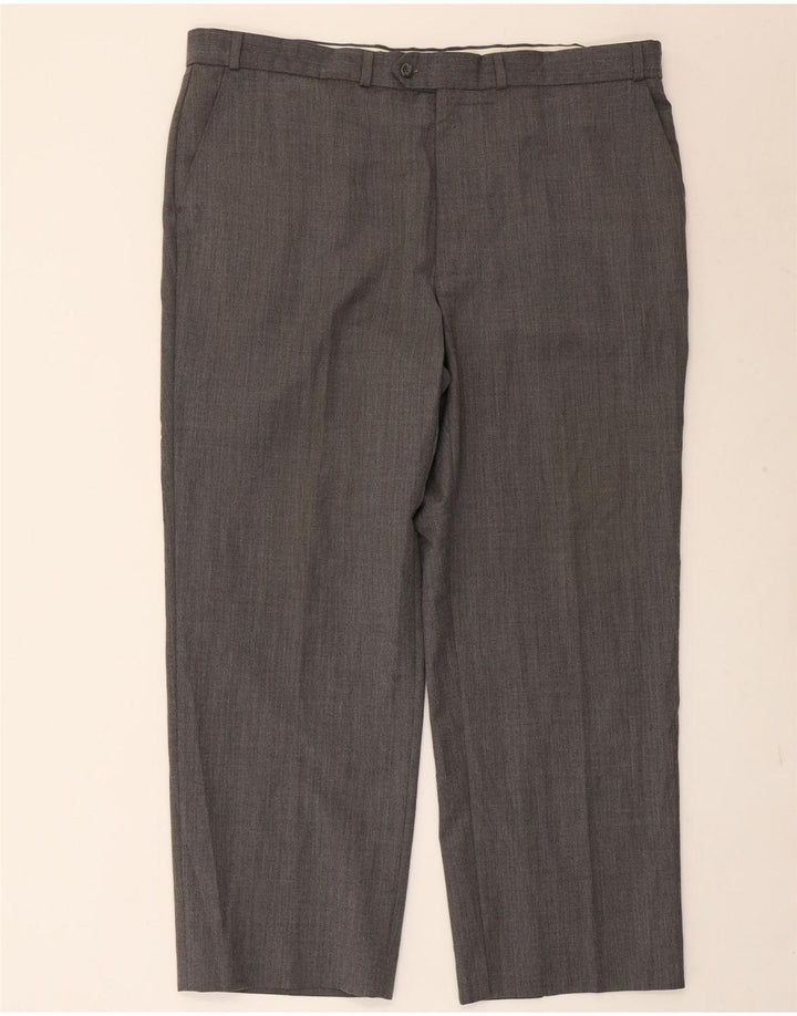 Marks & Spencer Straight Suit Bukser til mænd W42 L29 Gråstribet polyester