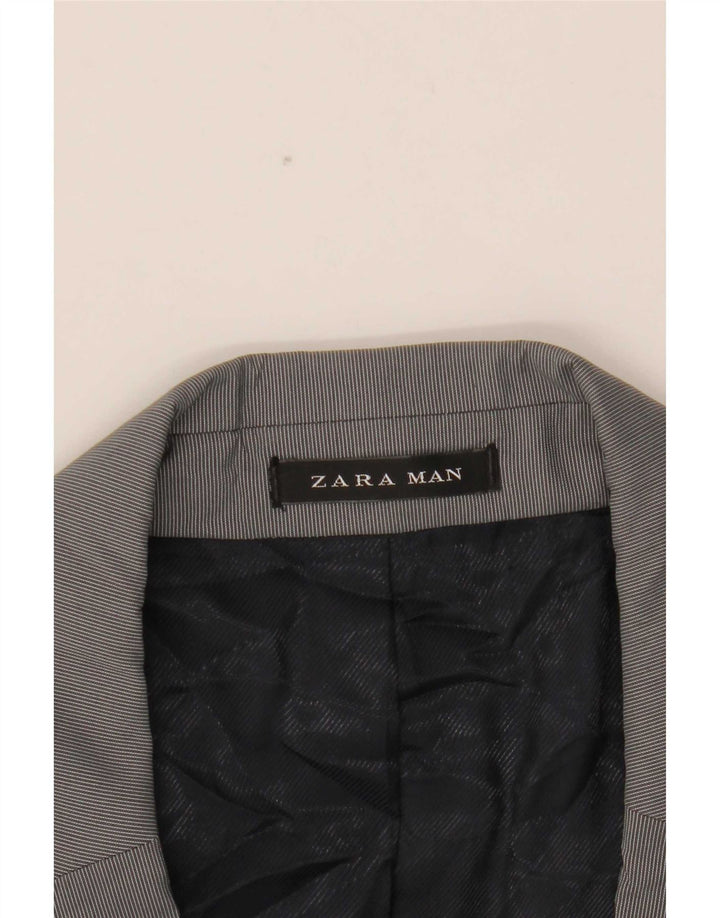 Zara Herre 2-knaps blazerjakke EU 54 XL Grå nålestribet polyester