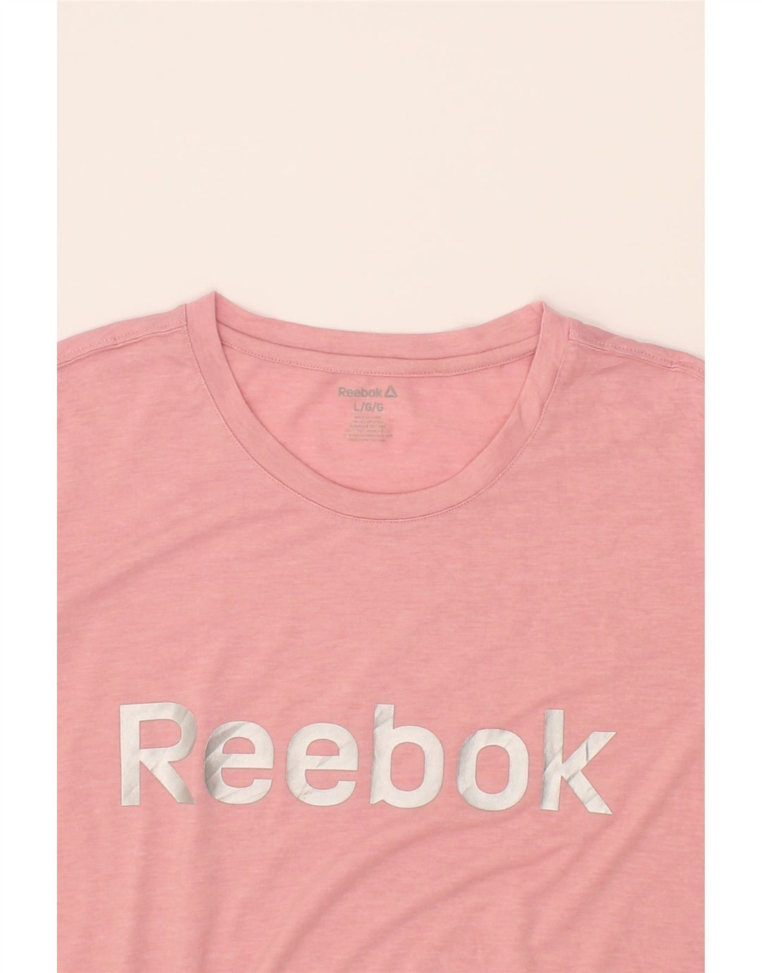 REEBOK Womens Graphic T-Shirt Top UK 14 Large Pink Polyester Vintage Reebok and Second-Hand Reebok from Messina Hembry 