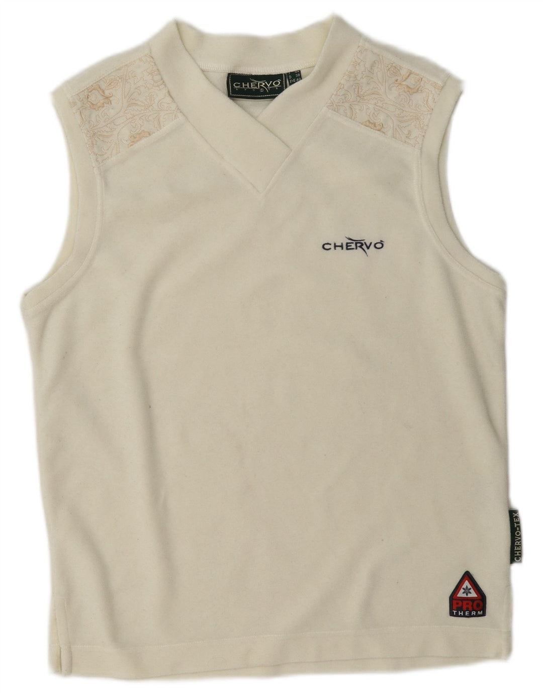 Chervo Dame Velour Vest Top IT 44 Medium Off White Paisley Polyester