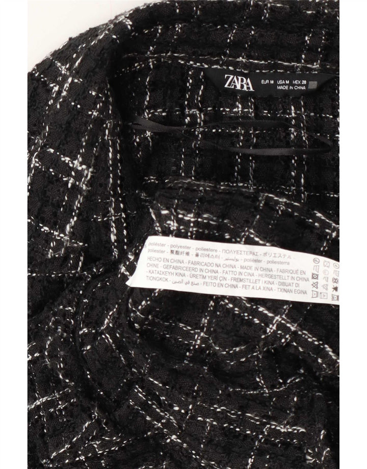 Zara Dameskjorte UK 12 Medium Sort Plaid Polyester