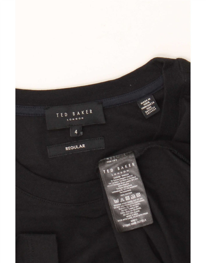 Ted Baker Herre Regular Fit T-Shirt Top Størrelse 4 Stor Sort Bomuld