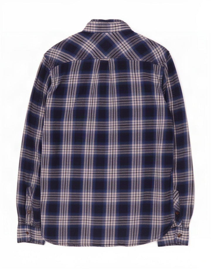 Superdry Herre ternet normal pasform flannelskjorte Medium marineblå ternet