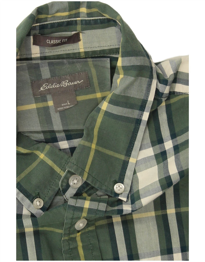 Eddie Bauer Herre Classic Fit skjorte Stor grøn ternet bomuld