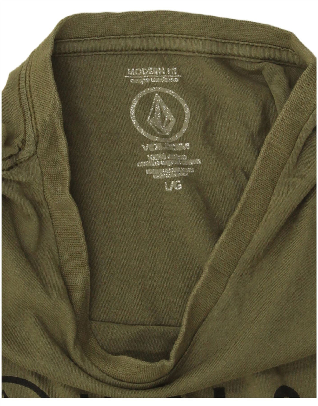 Volcom Herre Modern Fit Grafisk T-Shirt Top Stor Khaki Bomuld