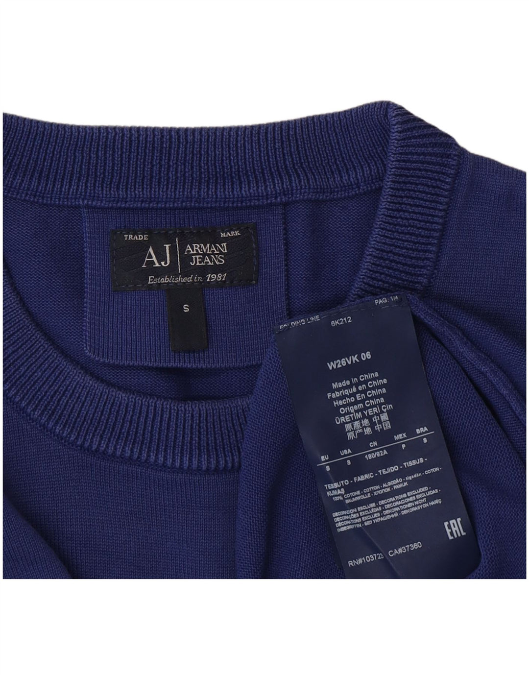 Armani Jeans Herre Crew Neck Jumper Sweater lille blå bomuld