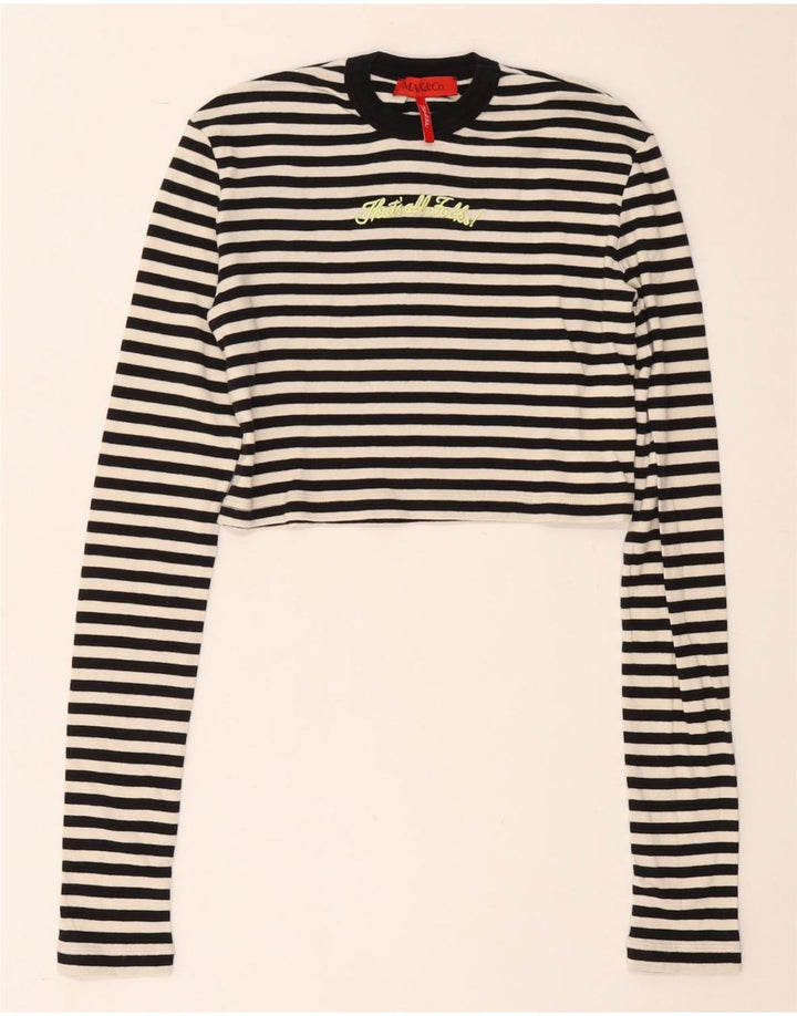 Max & Co. Dame Crop Grafisk Top Langærmet UK 12 Medium Sort Stribet