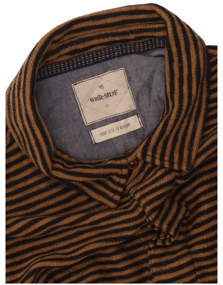 HVID TING Herre Kortærmet Pullover Shirt Medium Brun Stribet