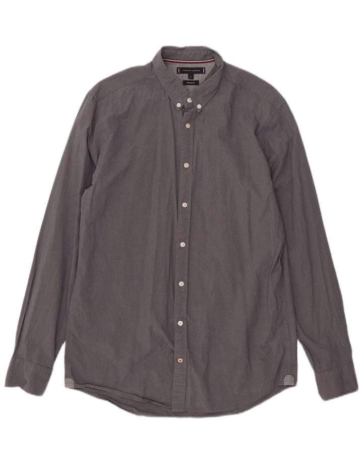 Tommy Hilfiger Herre Regular Fit skjorte Medium Grå Bomuld