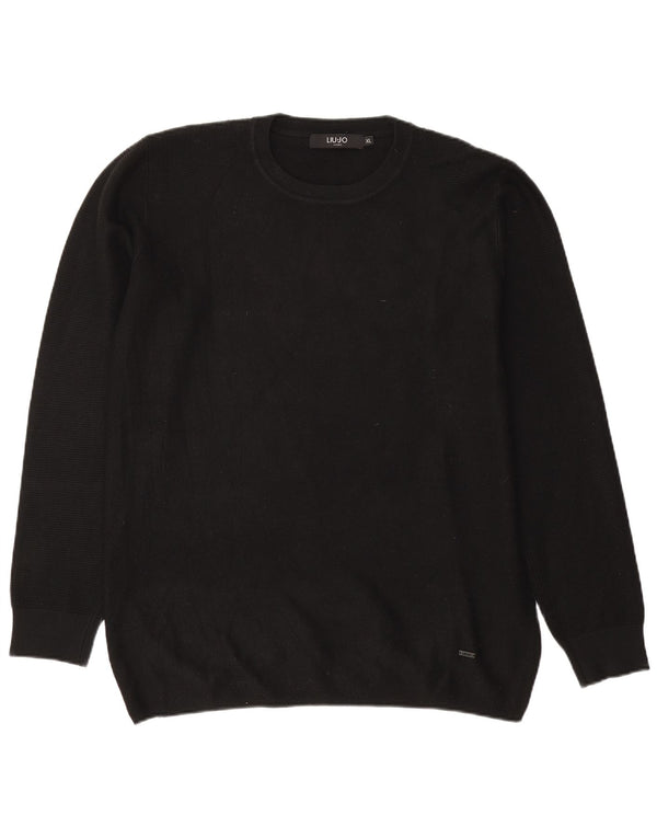 Liu Jo Mens Crew Neck Jumper Sweater XL Black Viscose