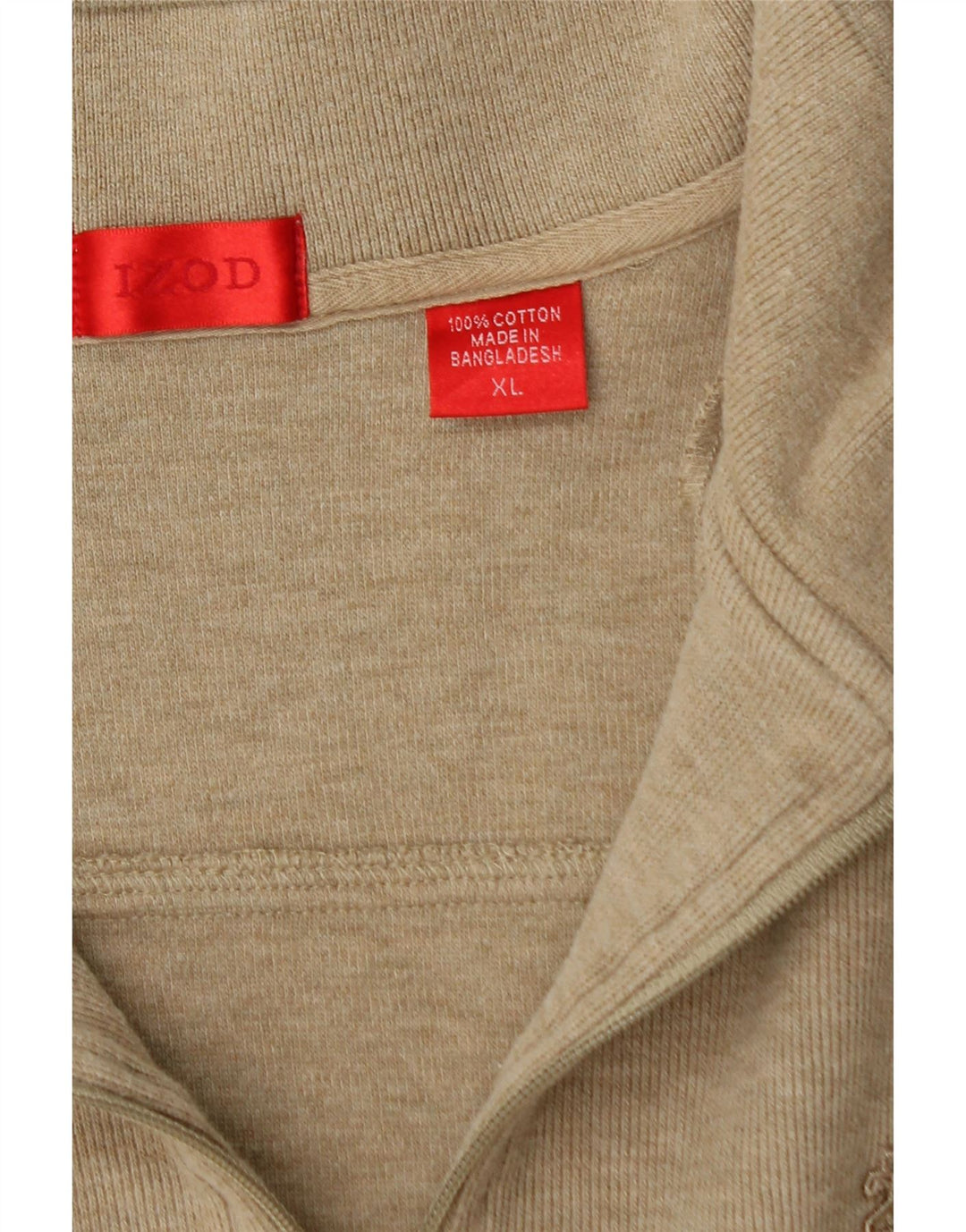IZOD Mens Zip Neck Jumper Sweater XL Beige Cotton Vintage Izod and Second-Hand Izod from Messina Hembry 