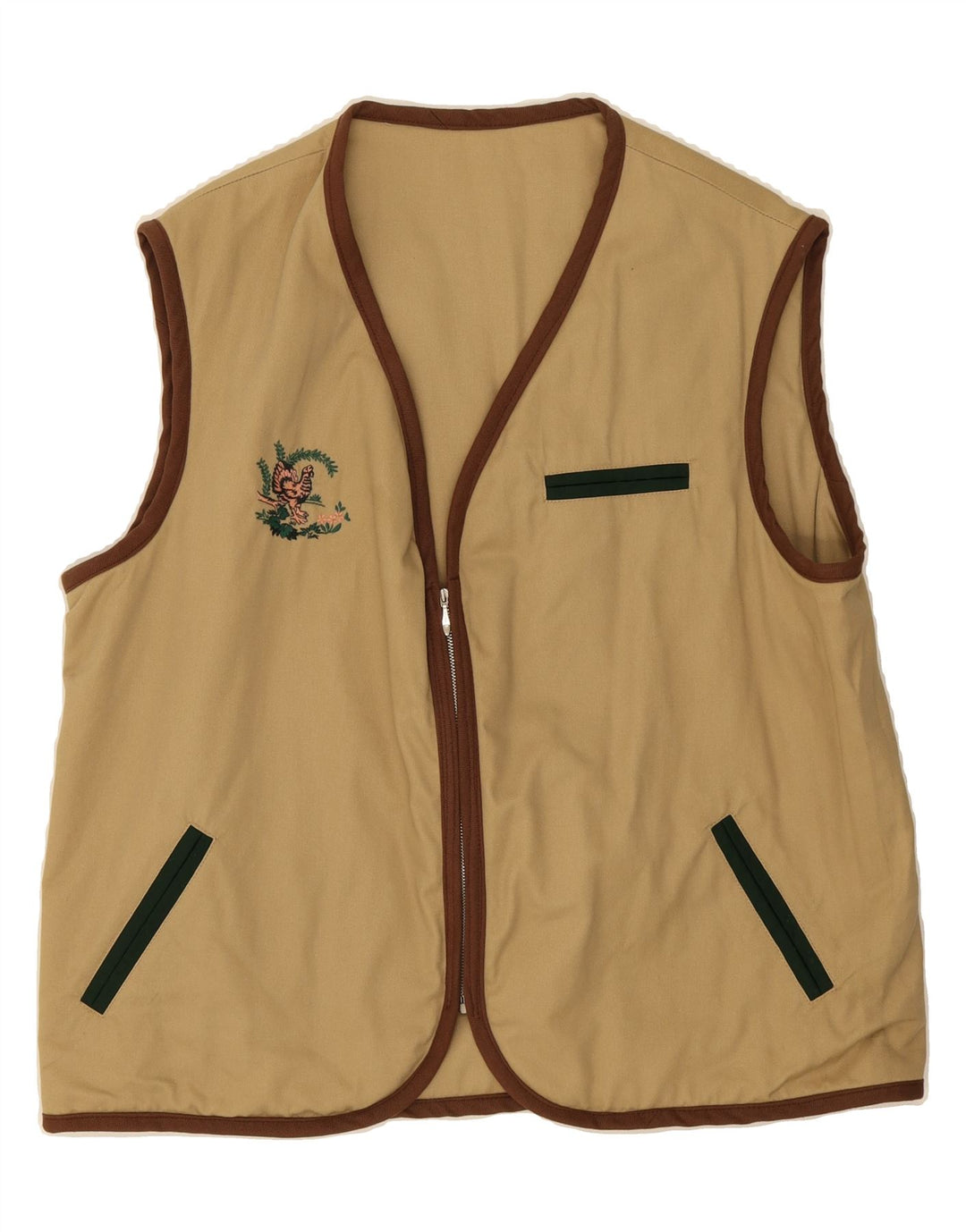 VINTAGE Womens Gilet UK 18 XL Beige Vintage Vintage and Second-Hand Vintage from Messina Hembry 