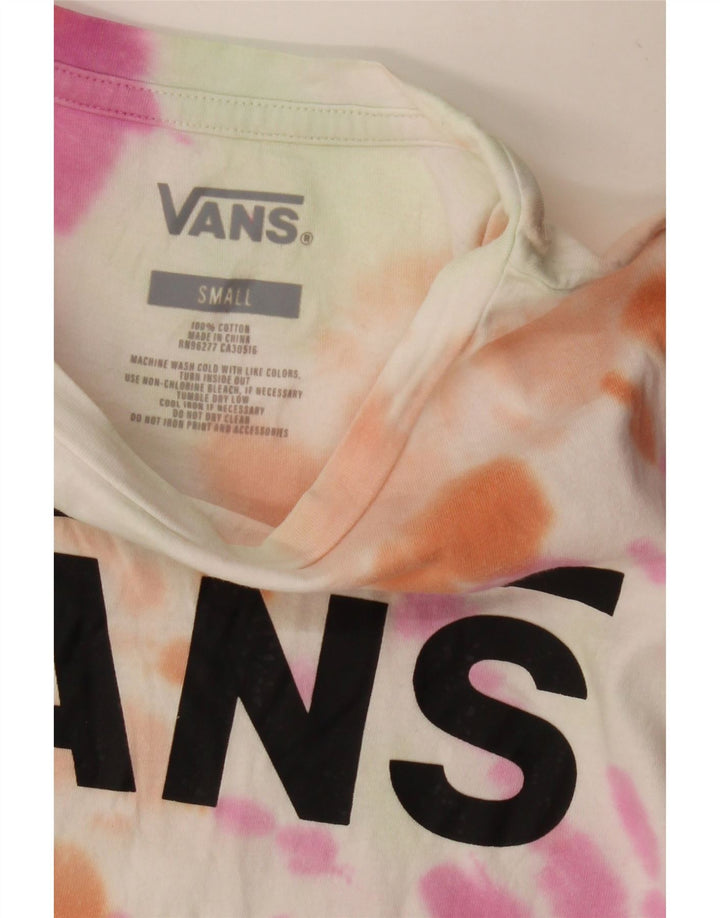 VANS Dame Crop Grafisk T-Shirt Top UK 8 Small Multicolor Tie Dye