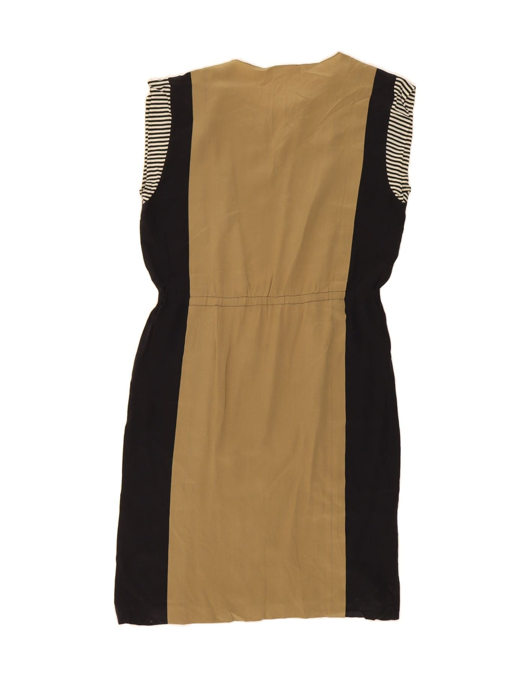 VINTAGE Womens Sleeveless Basic Dress UK 16 Large Beige Colourblock Vintage Vintage and Second-Hand Vintage from Messina Hembry 