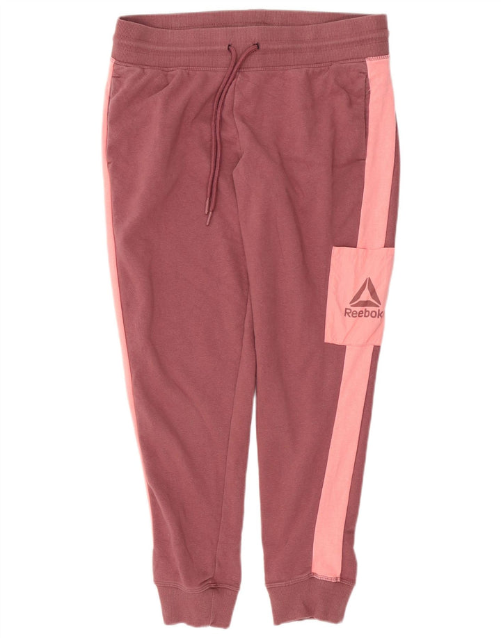 Reebok Dame træningsdragt Bukser Joggers UK 14 Medium Rød Bomuld