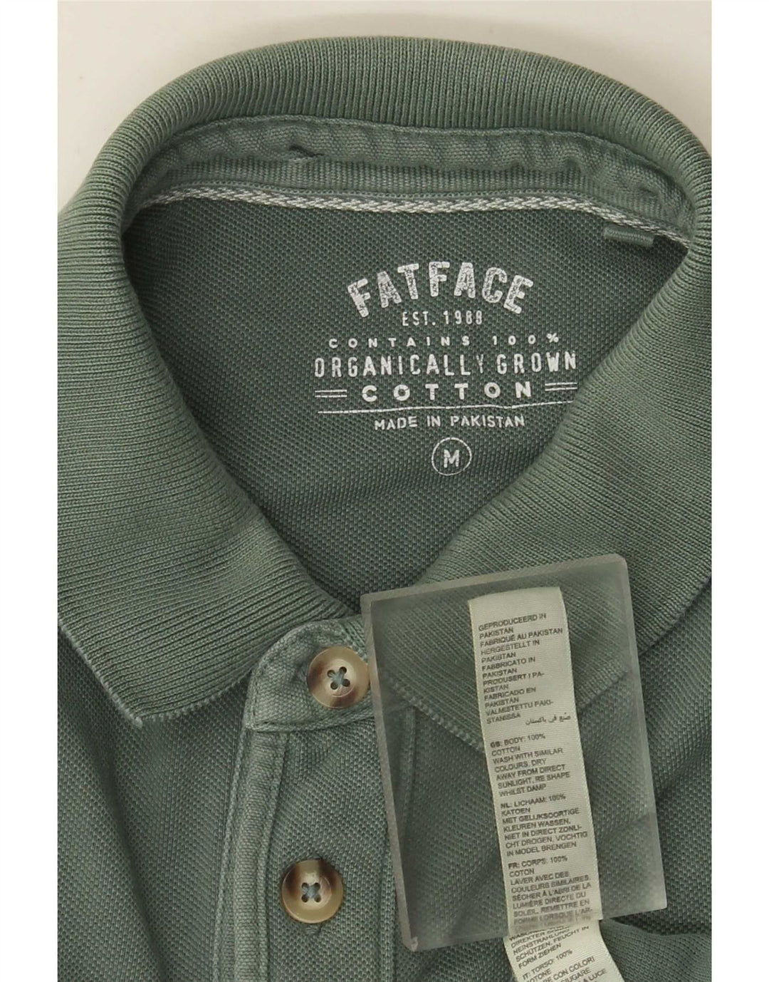 Fat Face Herre Polo Shirt Medium Grøn Bomuld