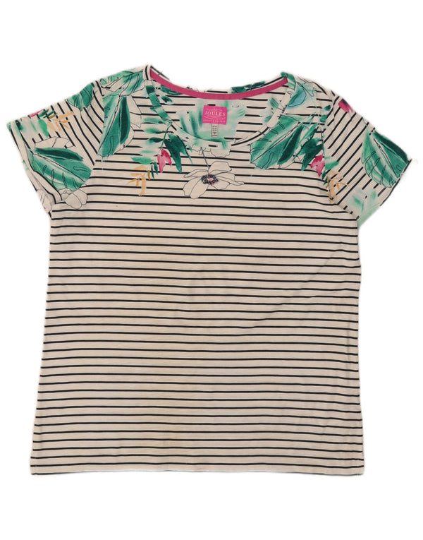 Joules Graphic T-Shirt Top UK 14 Stor hvid stribet
