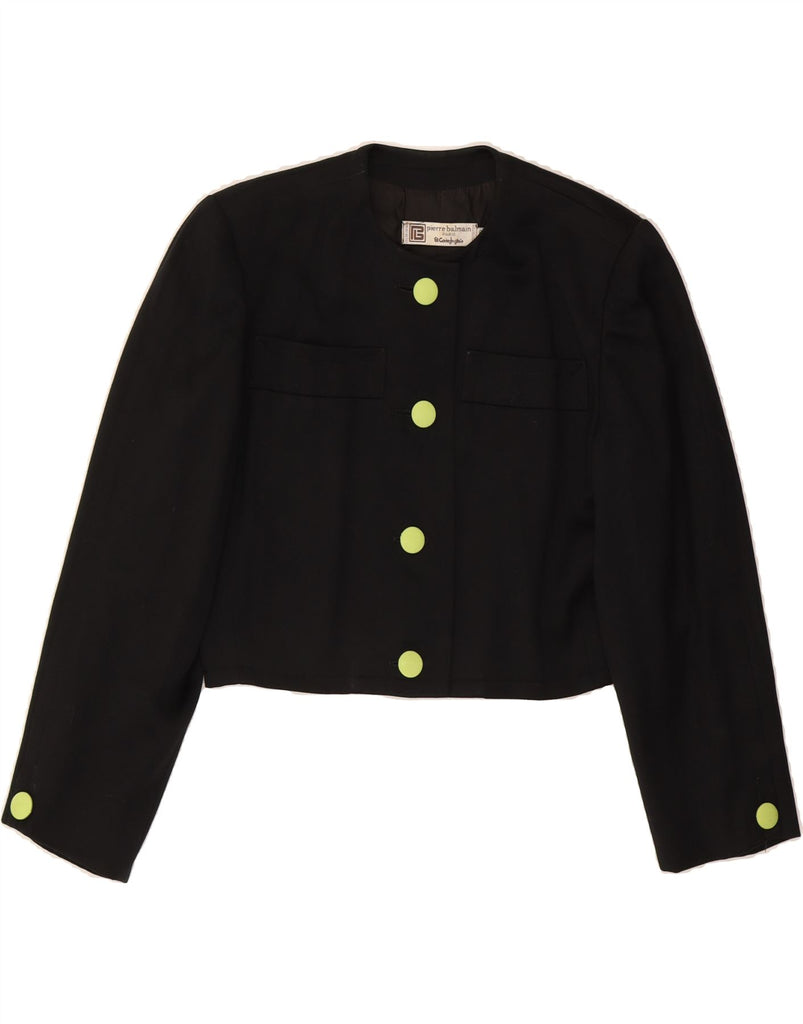 PIERRE BALMAIN Womens Crop 4 Button Blazer Jacket IT 38 XS Black Vintage Pierre Balmain and Second-Hand Pierre Balmain from Messina Hembry 