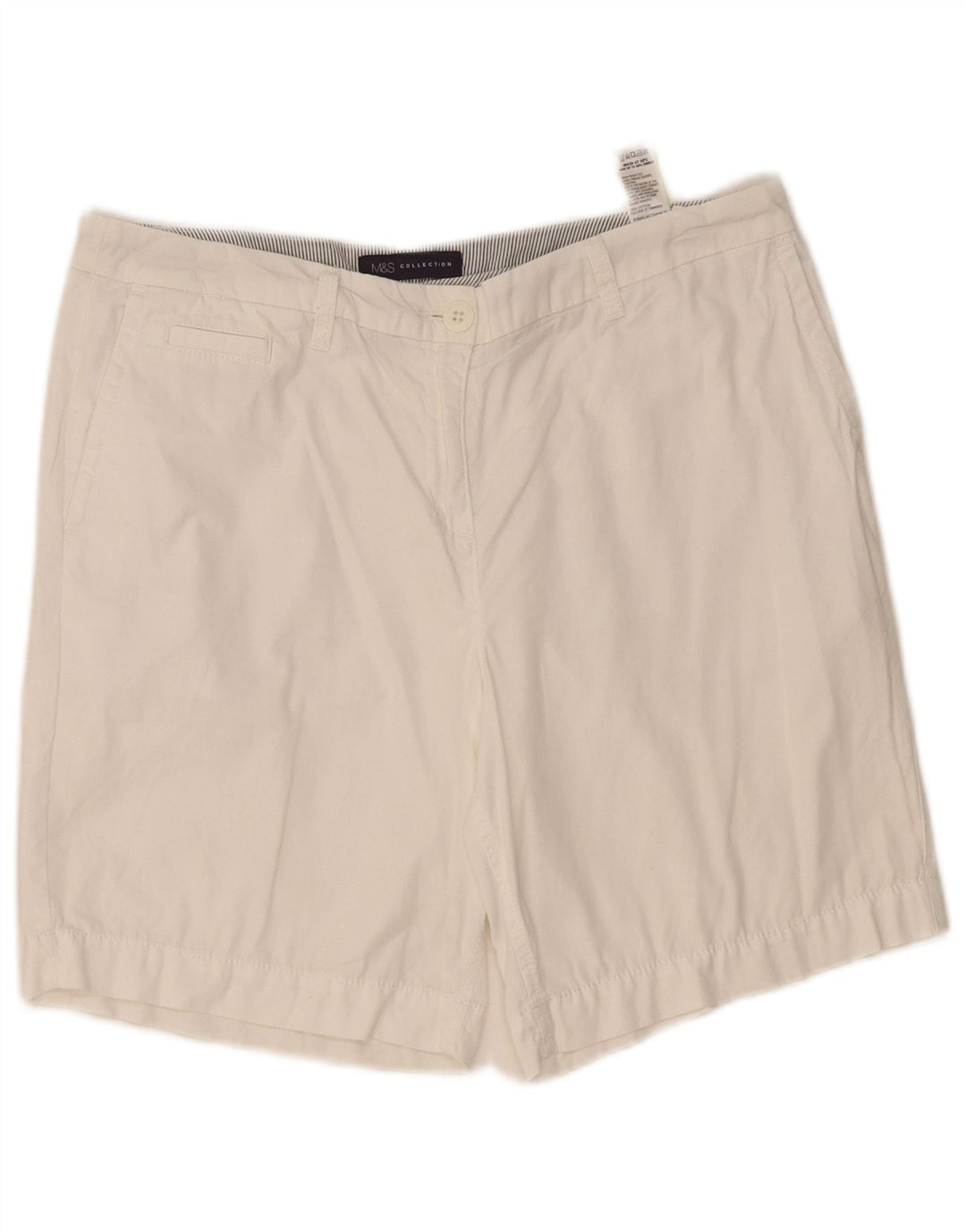 Marks & Spencer Chino Shorts til kvinder UK 12 Medium W34 Hvid Bomuld