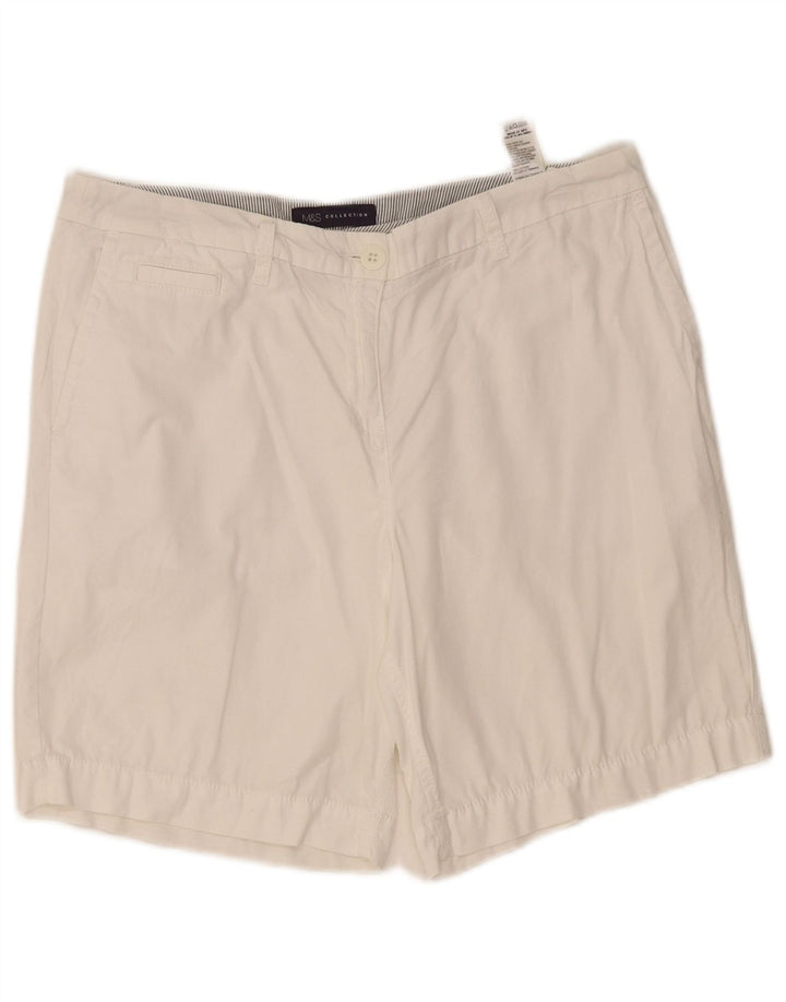 Marks & Spencer Chino Shorts til kvinder UK 12 Medium W34 Hvid Bomuld