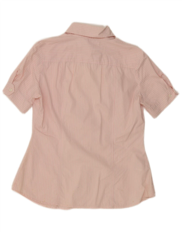 BENETTON kortærmet skjorte til kvinder UK 16 Large Pink Pinstripe